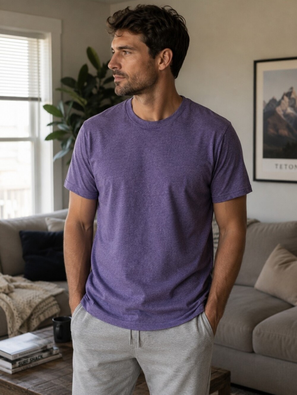 Gold Toe Cotton fx Casual Purple Short Sleeve Shirt, XL